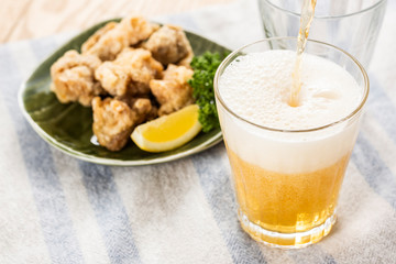 ノンアルコールビールと唐揚げ