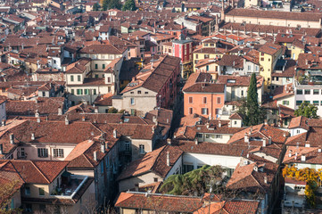 Fototapeta na wymiar Aereal view of Brescia city from the castle