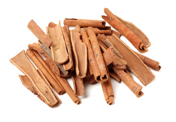Cinnamon on white background