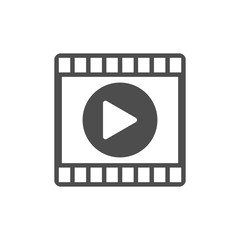 Video player, film strip icon. Vector illustration, flat design.