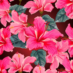 Hibiscus flower seamless pattern -vector