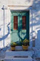 Traditional house in Chora village on Amorgos island in Greece. 