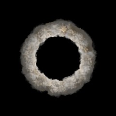 Ring of smoke. Isolated on black background. 3D rendering.