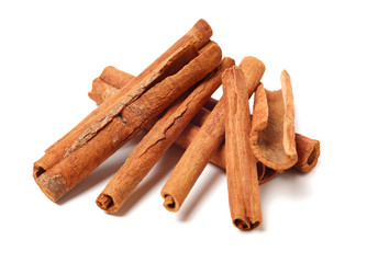 Cinnamon on white background 