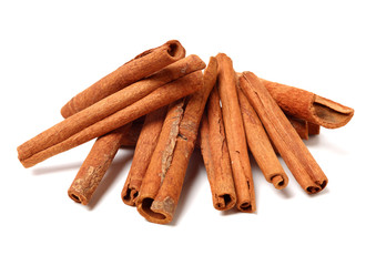 Cinnamon on white background 