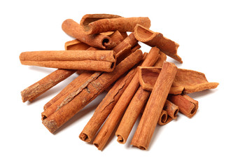 Cinnamon on white background 