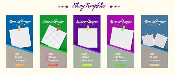 Editable social media story template pack. Social media frames layouts. Vector illustration.
