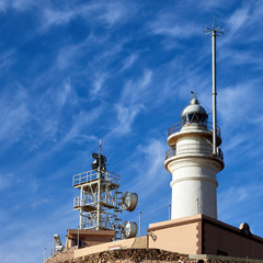 lighthouse and communications tower of Cabo de Gata,.Almeria, Andalusia, Spain