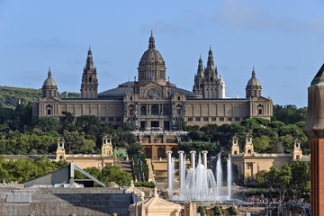 Fototapeta na wymiar Aerial view of National Museum in Barcelona