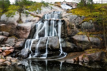 waterfall in forest - 257809288