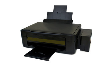 Four color printer on white background.With Clipping Path.