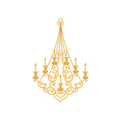 Gold candelabrum on white background. Royal room. © Happypictures
