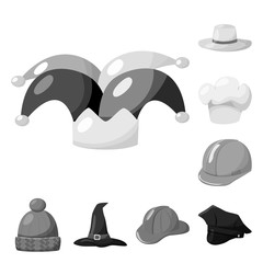Vector design of hat and helmet sign. Collection of hat and profession vector icon for stock.