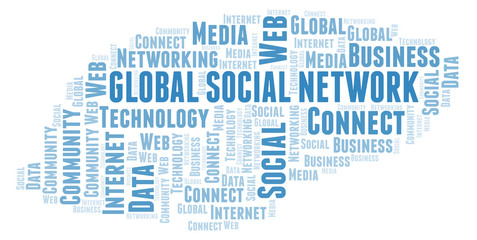 Fototapeta premium Global Social Network word cloud.