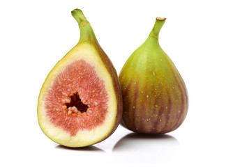 Ripe figs on a white background