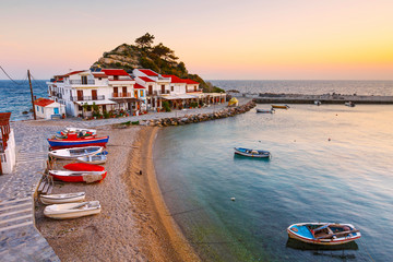 Picturesque Kokkari village on Samos island, Greece.  - obrazy, fototapety, plakaty