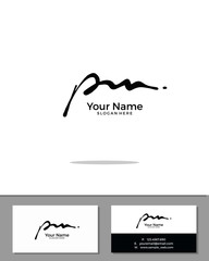 P M PM initial handwriting logo template vector.  signature logo concept