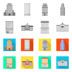 Isolated object of municipal and center icon. Set of municipal and estate   vector icon for stock.