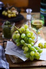 Autumn  still life with Grape on wooden background