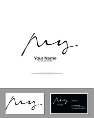 M G MG initial handwriting logo template vector.  signature logo concept - obrazy, fototapety, plakaty