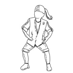 white background, sketch of a child dancing
