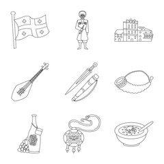 Vector design of traditions and national icon. Set of traditions and sightseeing stock vector illustration.