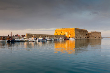 Old Venetian harbor in Heraklion, Crete, Greece. 