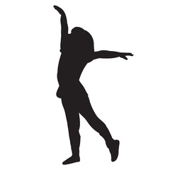white background black silhouette of a little girl dancing