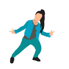 Fototapeta na wymiar vector, on a white background, in a flat style, a child is dancing, a girl
