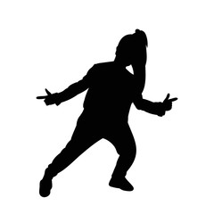 Obraz na płótnie Canvas black silhouette girl happily dancing