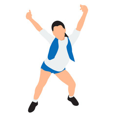 white background, in a flat style, a child is dancing, a girl