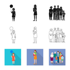 Vector illustration of character and avatar  sign. Set of character and portrait stock vector illustration.