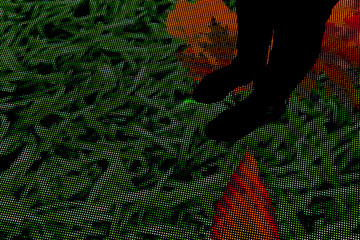 black foot silhouette on abstract background
