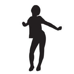 Fototapeta na wymiar white background black silhouette girl happily dancing