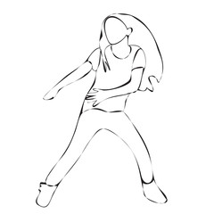 white background, sketch, simple lines, girl dancing, joy