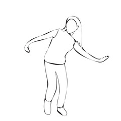 sketch, simple lines, girl dancing, joy