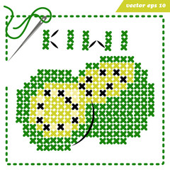 crosstiched simple kiwi with framle and needle