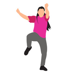 Fototapeta na wymiar vector, on a white background, in a flat style a girl is dancing