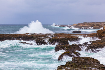 La Chocolatera, the most outstanding point in South America, where waves crash against rocks