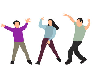 Fototapeta na wymiar vector, on a white background, a man without a face, people dancing
