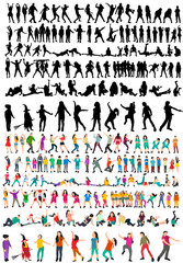 white background set of silhouettes of dancing people