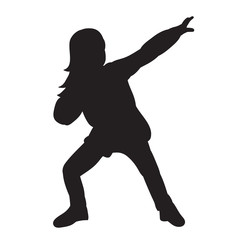 Fototapeta na wymiar silhouette of a child girl dancing
