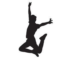 black silhouette boy jumping