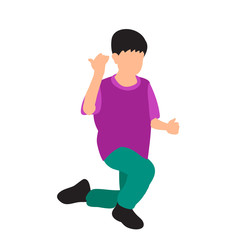 white background, in a flat style boy, child