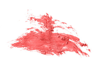 coral pink paint brush spots on white 