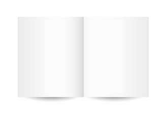 Open book, magazine, notebook or brochure template. 3d realisticvector  illustration on white background. mock up of exercise book, copybook, schoolbook, diary, guide, album.