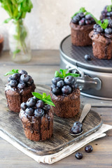 Chocolate Muffins with Chocolate and Blueberries