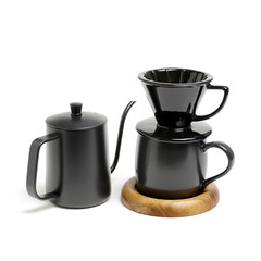 Small coffee pot on white background