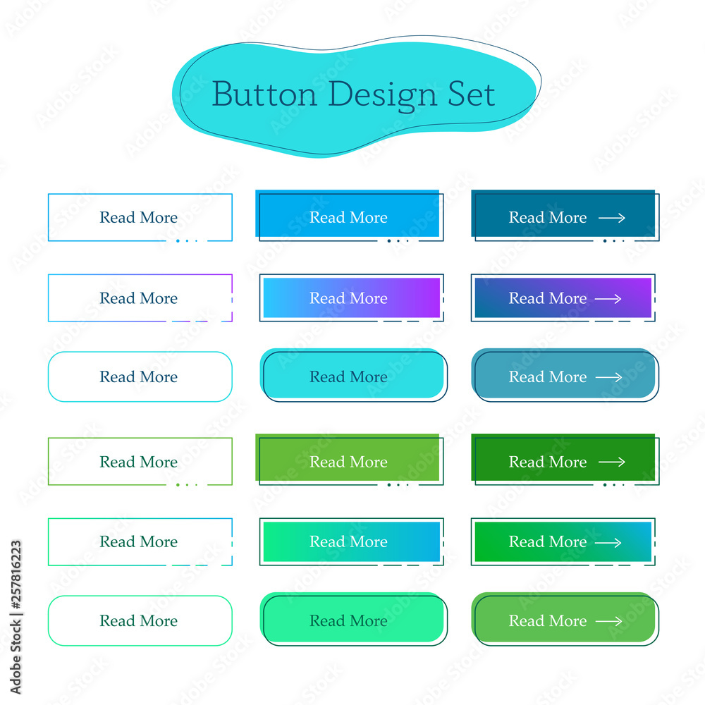 Poster set of line blue and green buttons. navigation of website. vector design template