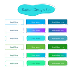 Set of line blue and green buttons. Navigation of website. Vector design template